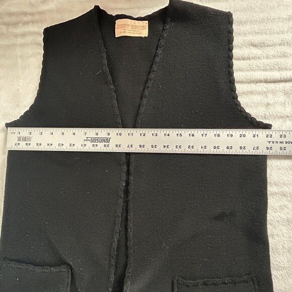 Hedy Knits Of California Womens Black Wool Sleeveless Vest Open Front Pockets - Picture 6 of 7